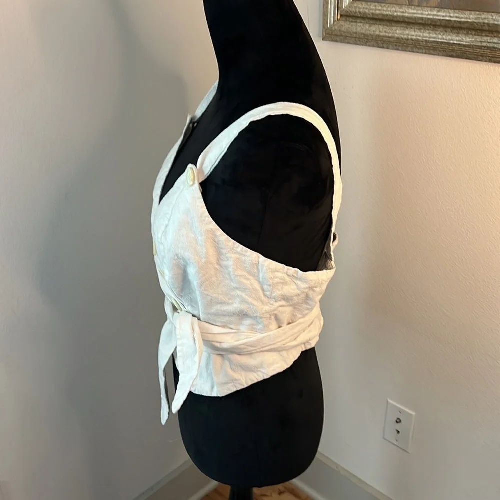 Free People Endless Summer Little‎ tied up ivory cotton top blouse Sz L